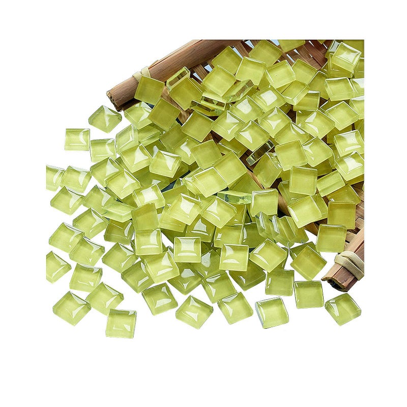 FAIRUO 100 Pieces Mosaic Tiles Squares Yellow Crystal Mosaic Stained Glass for Crafts Supplies DIY Picture Frames Handmade Jewelry Coasters Art Material Decoration 1x1cm - Image 1